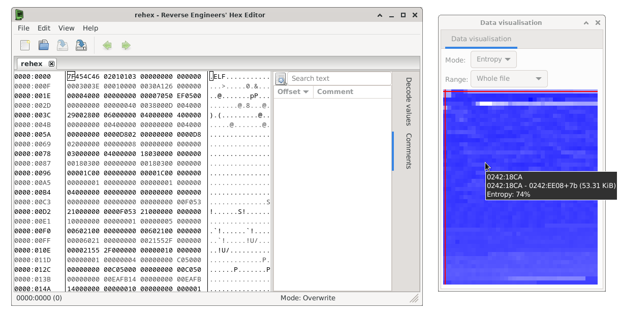 Screenshot showing entropy visualisation
